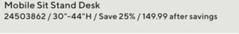 Staples Union & scale mobile sit stand desk offer