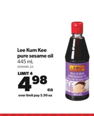 Real Canadian Superstore Lee kum kee pure sesame oil, 445 ml offer