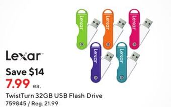 Staples Lexar twistturn 32gb usb flash drive offer