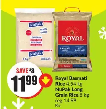 Chalo FreshCo Royal basmati rice 4.54 kg nupak long grain rice 8 kg offer