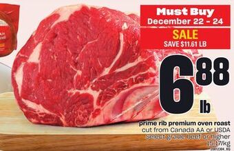 Zehrs Markets Prime rib premium oven roast offer