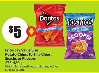 Chalo FreshCo Frito-lay value size potato chips, tortilla chips, snacks or popcorn 275-480 g offer