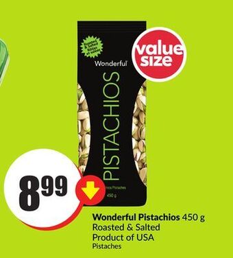 Chalo FreshCo Wonderful pistachios 450 g roasted & salted product of usa offer