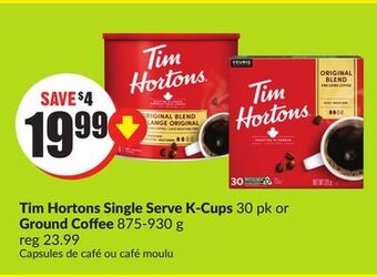 Chalo FreshCo Tim hortons single serve k-cups 30 pk or ground coffee 875-930 g offer