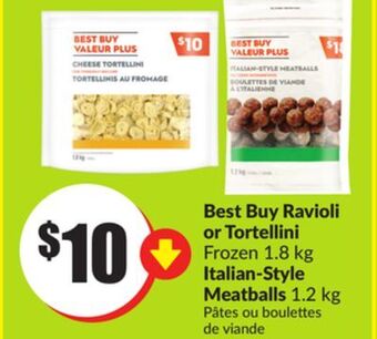 FreshCo Best buy ravioli or tortellini frozen 1.8 kg italian-style meatballs 1.2 kg offer