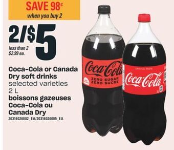 Valu-mart Boissons gazeuses coca-cola ou canada dry, 2 l offer