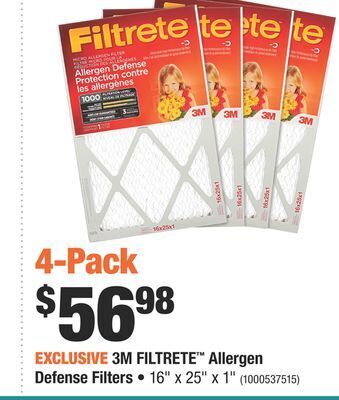 Home Depot 3m filtrete™ allergen defense filters offer