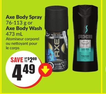 FreshCo Axe body spray 76-113 g or axe body wash 473 ml offer