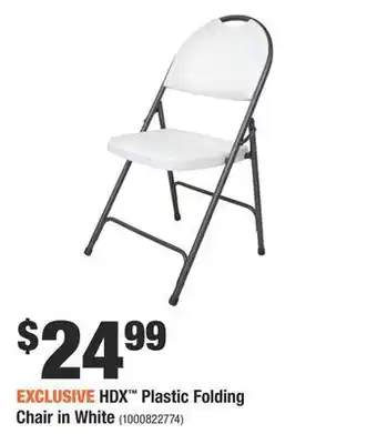 Home Depot Hdx™ plastic folding chair in white offer