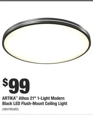 Home Depot Artika™ athos 21" 1-light modern black led flush-mount ceiling light offer