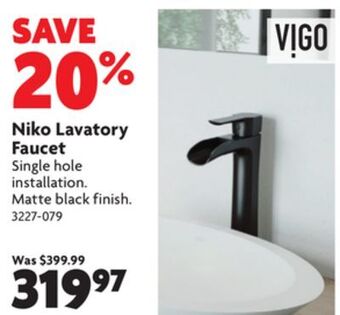 Home Hardware Niko lavatory faucet offer