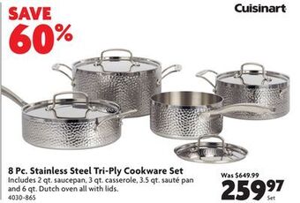 Home Hardware 8 pc. stainless steel tri-ply cookware set offer
