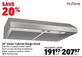 Home Hardware 30" under cabinet range hood offer