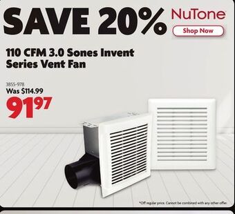 Home Hardware 110 cfm 3.0 sones invent series vent fan offer
