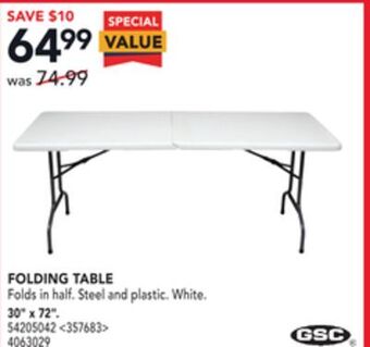 RONA Gsc folding table 30" x 72" offer