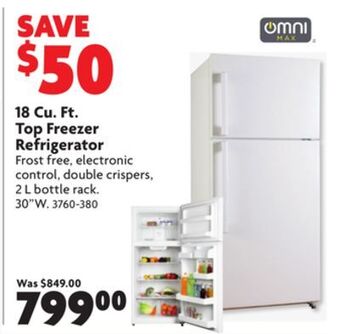 Home Hardware 18 cu. ft. top freezer refrigerator offer