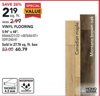 RONA Mono serra vinyl flooring 5.94" x 48" offer