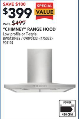 RONA Broan "chimney" range hood offer