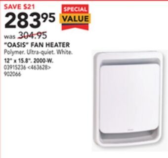 RONA Stelpro "oasis" fan heater 12" x 15.8" offer