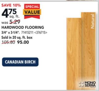 RONA Mono serra hardwood flooring 3/4" x 3-1/4" offer
