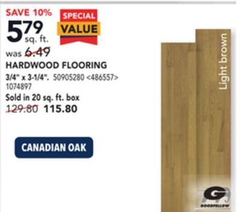RONA Goodfellow hardwood flooring 3/4" x 3-1/4" offer