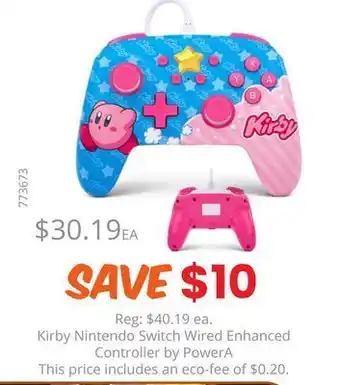 GameStop Kirby nintendo switch wired enhanced controller by powera offer
