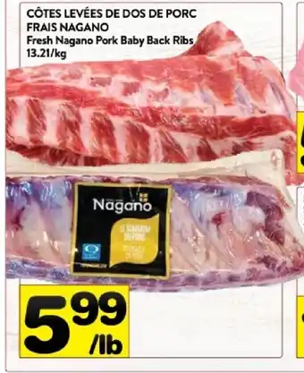 Supermarché PA Côtes levées de dos de porc frais nagano fresh nagano pork baby back ribs offer