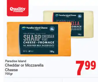 Quality Foods Cheddar or mozzarella cheese offer