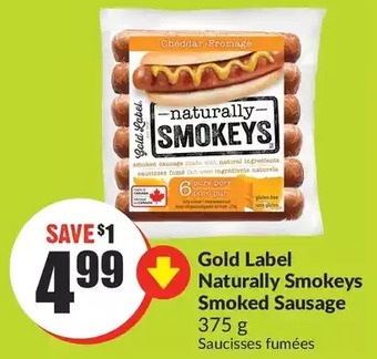 FreshCo Gold label naturally smokeys smoked sausage offer