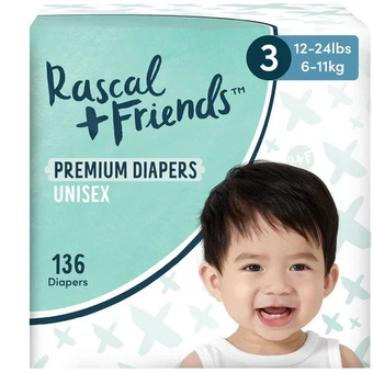 Walmart Pampers baby-dry, cruisers or swaddlers super econo diapers or rascal + friends jumbo box diapers or cocomelon training pants offer