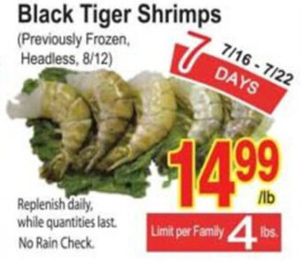 T&T Supermarket Black tiger shrimps offer
