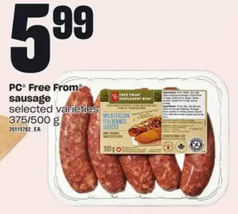 Loblaws Pc free from sausage offer