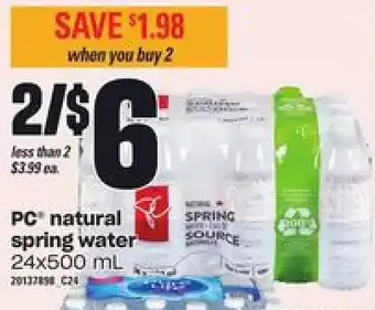 Loblaws Pc natural spring water offer