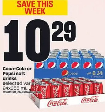 Loblaws Coca-cola or pepsi soft drinks offer