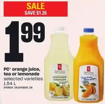 Loblaws Pc organic juice, tea or lemonade offer