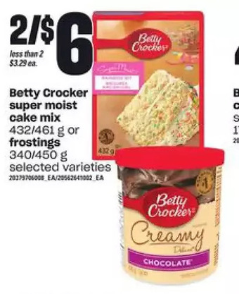 Loblaws Betty crocker super moist cake mix or frostings offer