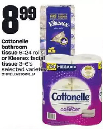 Loblaws Cottonelle bathroom tissue or kleenex facial tissue offer