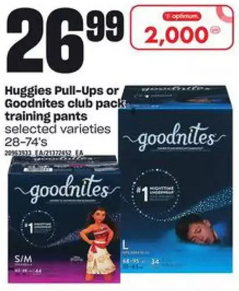 Loblaws Huggies pull-ups or goodnites club pack training pants offer