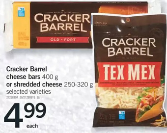 Fortinos Cracker barrel cheese bars or shredded cheese offer