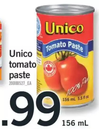 Fortinos Unico tomato paste offer