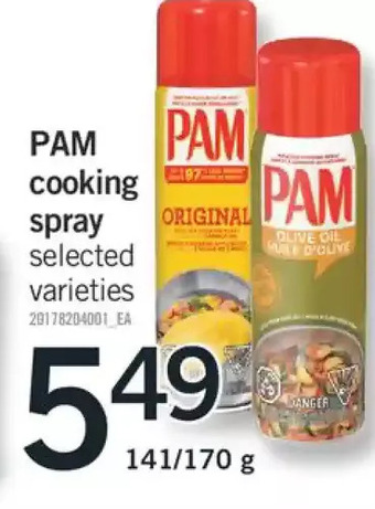 Fortinos Pam cooking spray offer