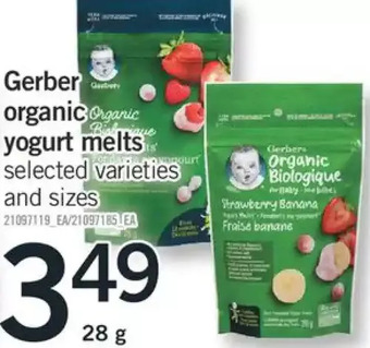 Fortinos Gerber organic yogurt melts offer