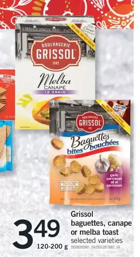 Fortinos Grissol baguettes, canape or melba toast offer