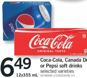 Fortinos Coca-cola, canada dry or pepsi soft drinks offer