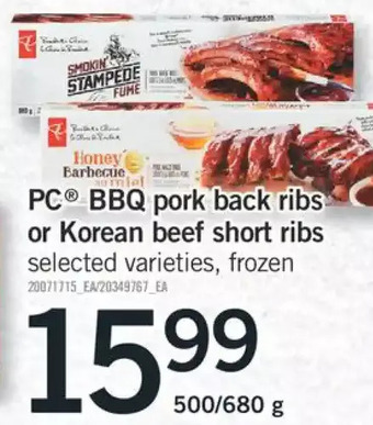 Fortinos Pc bbq pork back ribs or korean beef short ribs offer