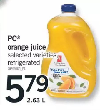 Fortinos Pc orange juice offer