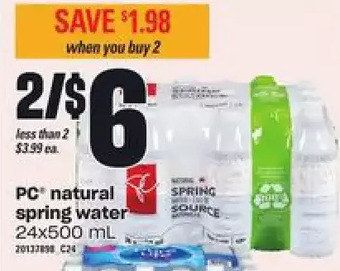 Zehrs Markets Pc natural spring water offer