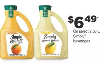 Fortinos Simply beverages offer