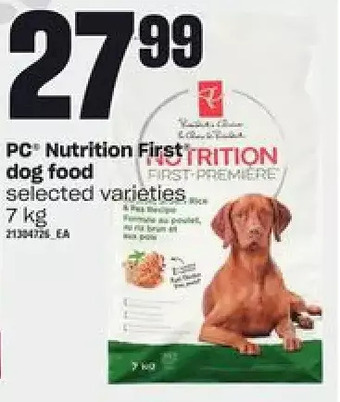 Zehrs Markets Pc nutrition first dog food offer