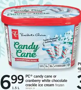 Fortinos Pc candy cane or cranberry white chocolate crackle ice cream offer